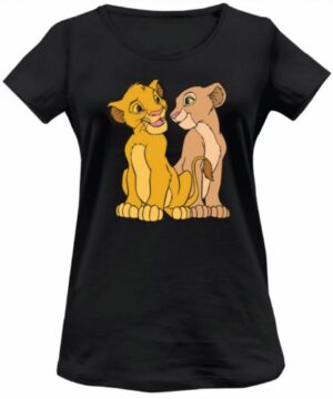 camiseta disney simba y nala mujer negro