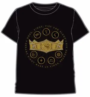 camiseta house of dragon corona negro