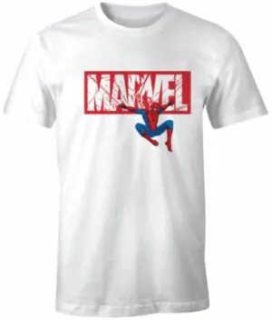 camiseta marvel logo spiderman color blanco